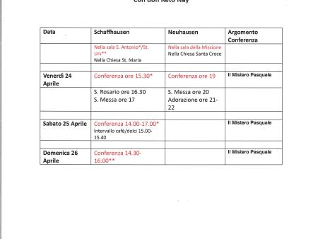 24/25/26 aprile catechesi